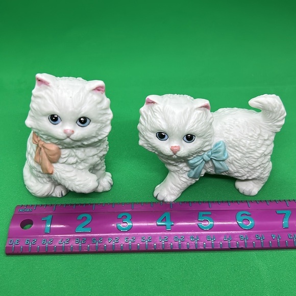 Home Interiors Kitten Cat With Bows Pair Figurines White HOMCO 1428 Vintage - Picture 6 of 7